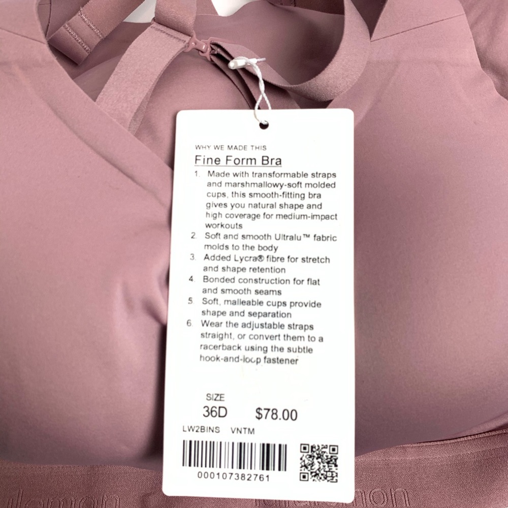 NWT Lululemon Fine Form Bra Dusty Mauve - Picture 6 of 7